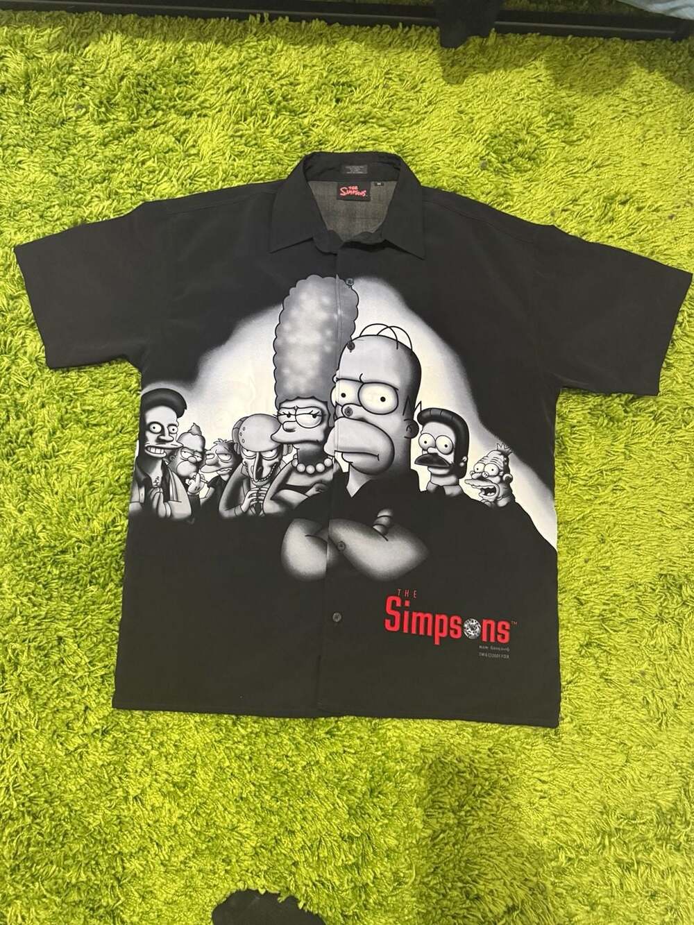 The Simpsons Short Sleeve Button Down Shirt Size M Black Graphic